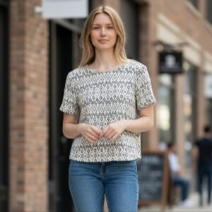 Philosophy Black and White Patterned Blouse